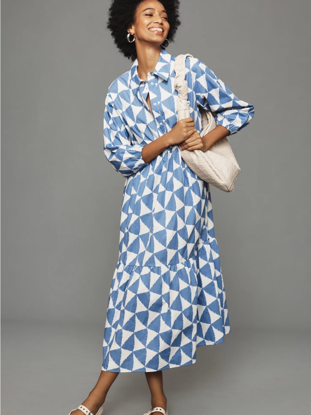 Maeve Bettina Tiered Shirt Midi Dress